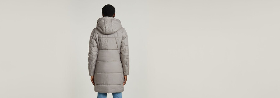 manteau long cintré matelassé à capuche whistler