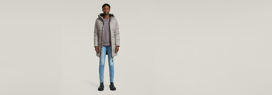 manteau long cintré matelassé à capuche whistler