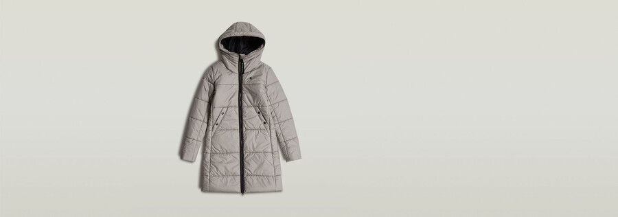 manteau long cintré matelassé à capuche whistler
