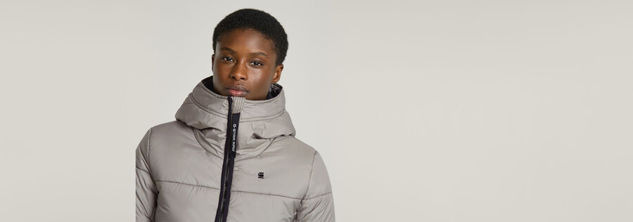 manteau long cintré matelassé à capuche whistler