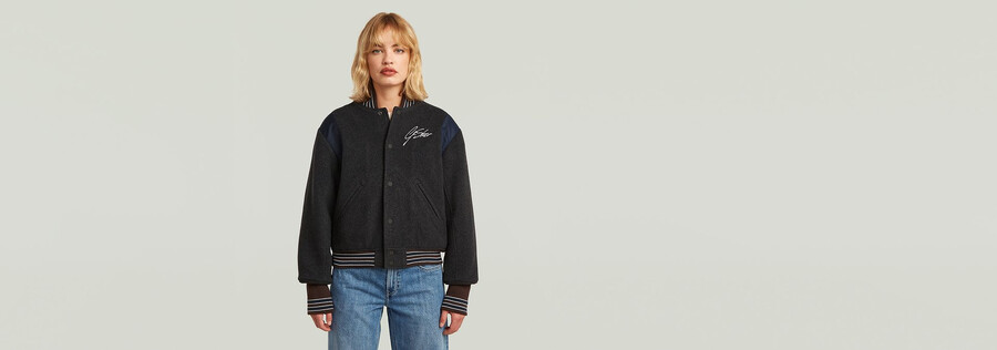 veste bomber universitaire courte