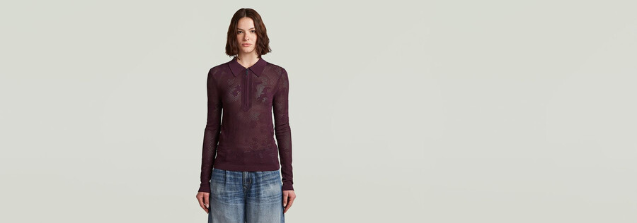 polo slim en maille ajourée