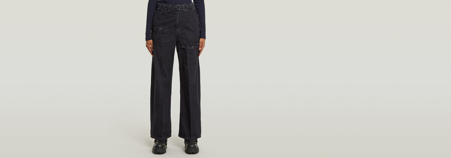 jean cargo ample à ceinture