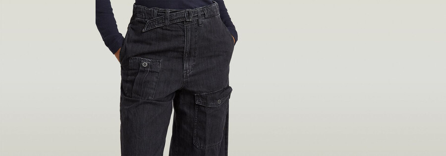 jean cargo ample à ceinture