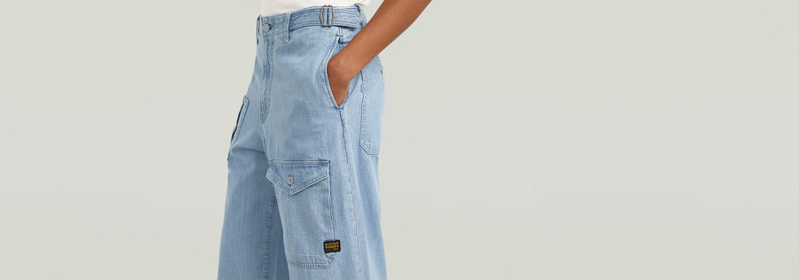 jean cargo ample à ceinture