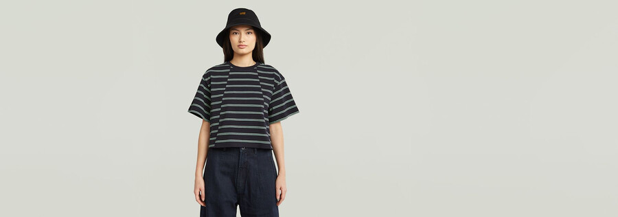 t-shirt à rayures carrées en a