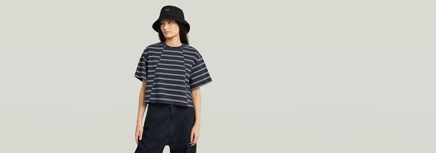 t-shirt à rayures carrées en a