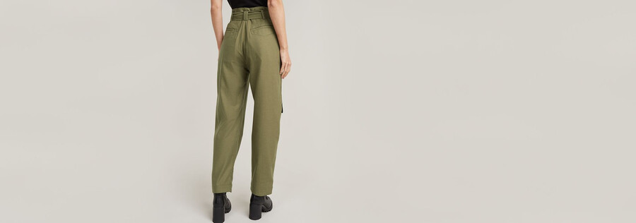 pantalon taille haute en papier