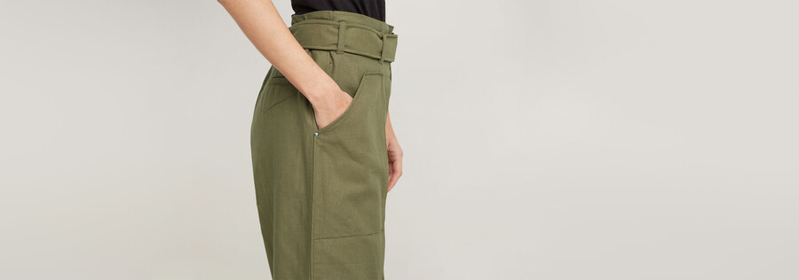 pantalon taille haute en papier