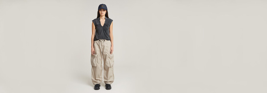 pantalon cargo taille haute à ballon