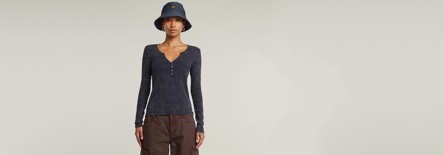 haut henley slim à col v profond surteint