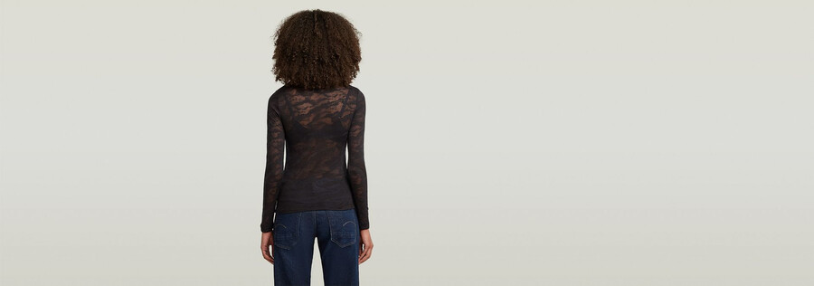 haut slim en dentelle fine aop