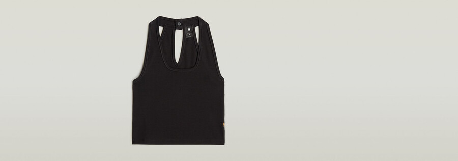 t-shirt court slim à boutons-pression dans le dos