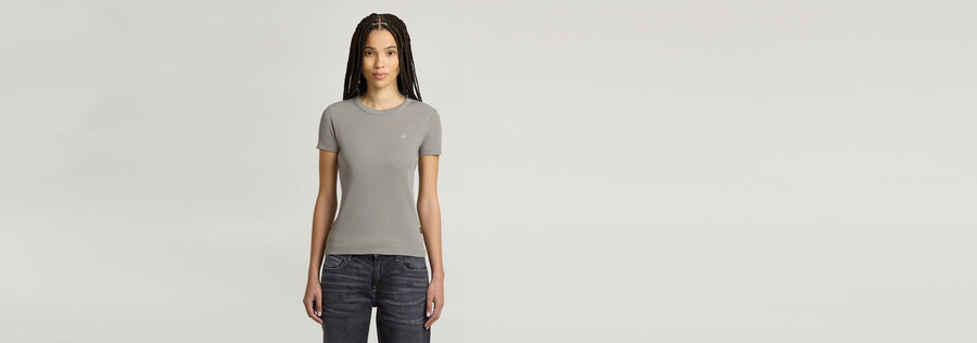 t-shirt à manches courtes côtelées