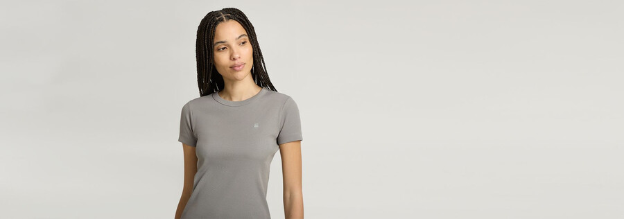 t-shirt à manches courtes côtelées