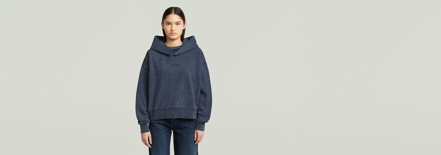 pull à capuche délavé à coupe trapèze