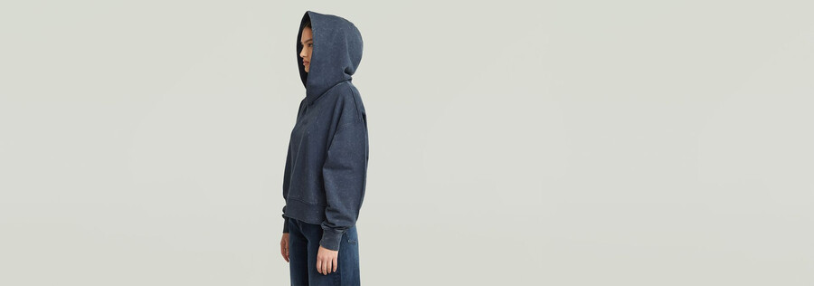 pull à capuche délavé à coupe trapèze