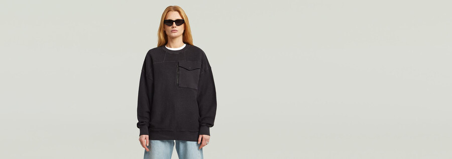 pull oversize à poches mélangées