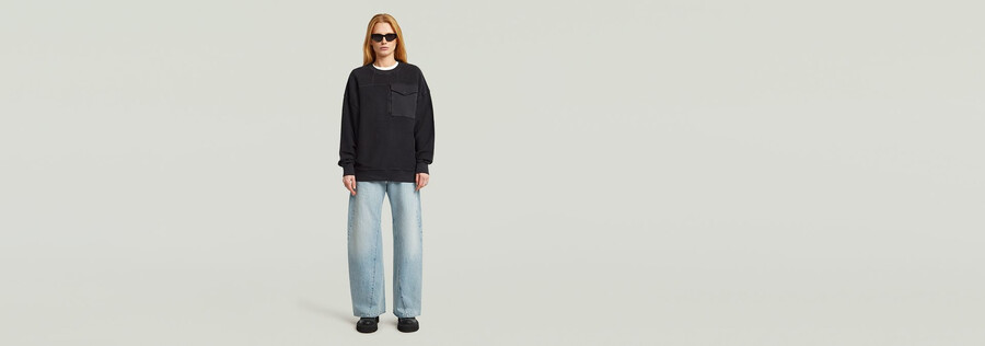 pull oversize à poches mélangées