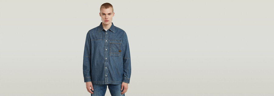 chemise en jean classique à une poche