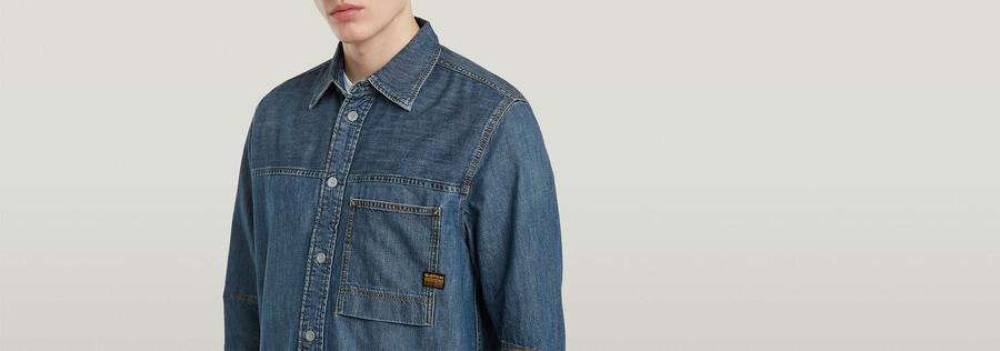 chemise en jean classique à une poche