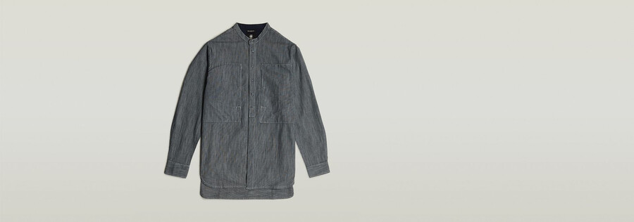 chemise décontractée à col montant et manches retroussées