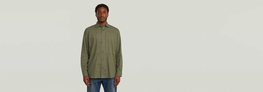chemise classique à poches et empiècements