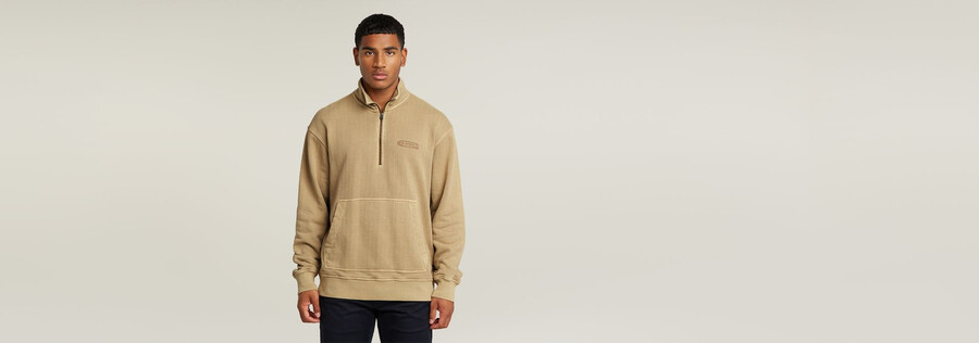 pull décontracté à demi-zip lavé