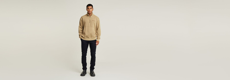 pull décontracté à demi-zip lavé