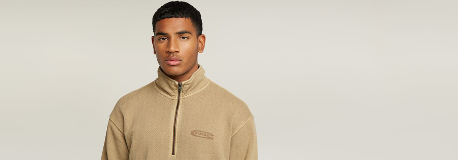 pull décontracté à demi-zip lavé