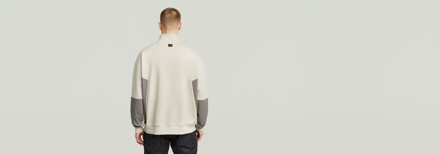 pull demi-zip en mélange de tissus