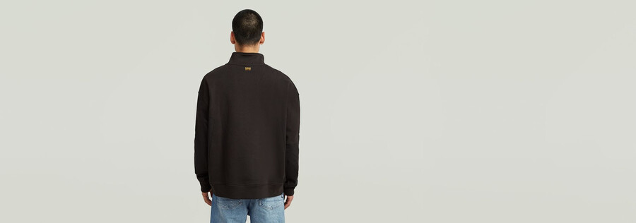 pull demi-zip en mélange de tissus