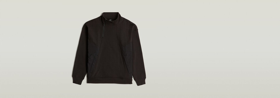 pull demi-zip en mélange de tissus