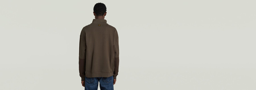 pull demi-zip en mélange de tissus