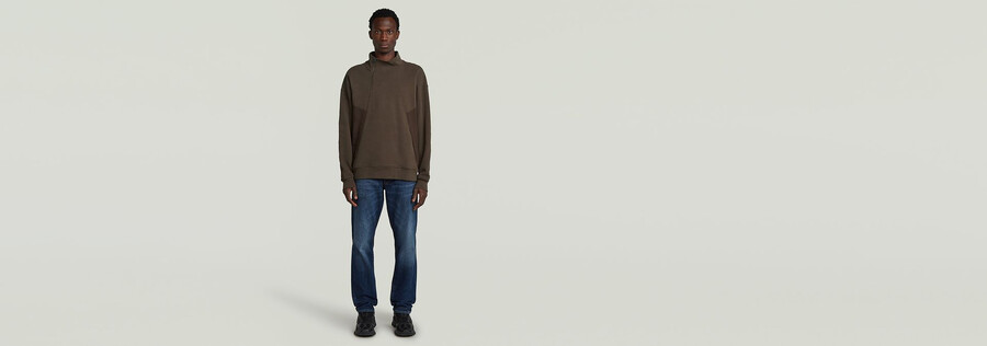 pull demi-zip en mélange de tissus