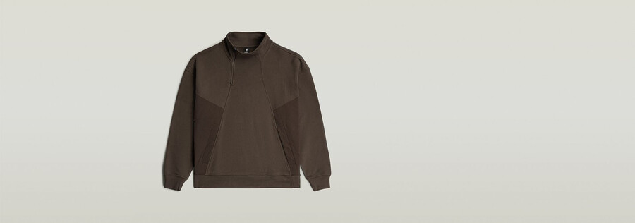 pull demi-zip en mélange de tissus
