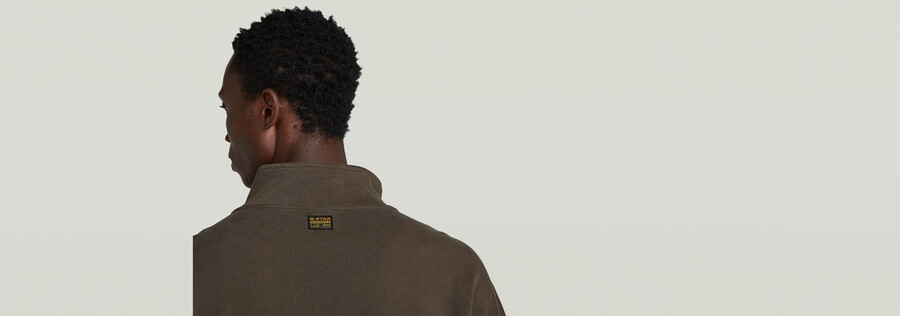 pull demi-zip en mélange de tissus