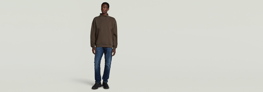 pull demi-zip en mélange de tissus