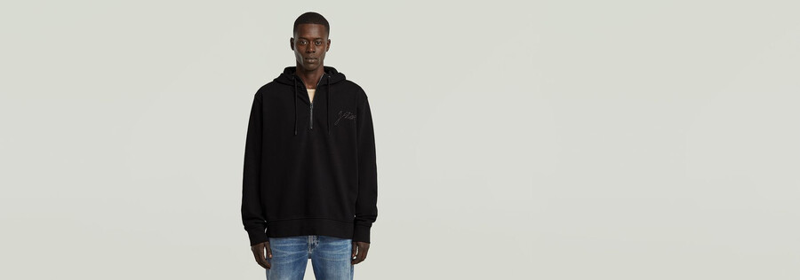 sweat à capuche zippé à demi-écriture