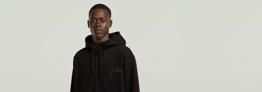 sweat à capuche zippé à demi-écriture