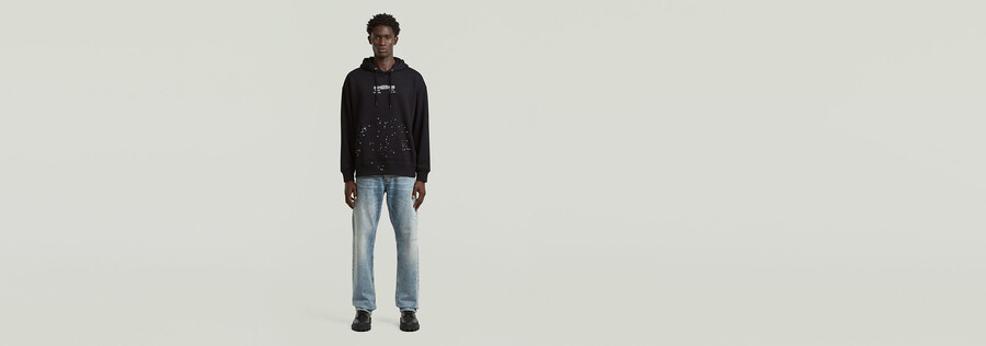 sweat à capuche décontracté à motifs déclaboussures de texte