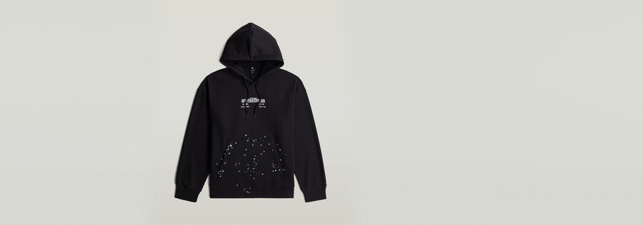 sweat à capuche décontracté à motifs déclaboussures de texte