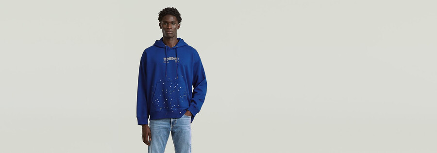 sweat à capuche décontracté à motifs déclaboussures de texte