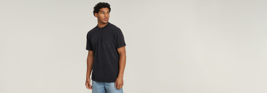 t-shirt à poche délavé
