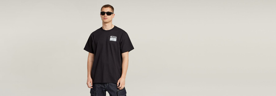 t-shirt ample à motif code-barres au dos