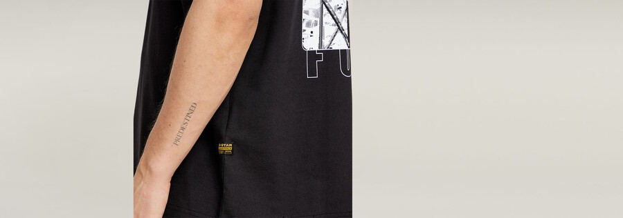 t-shirt ample à motif code-barres au dos