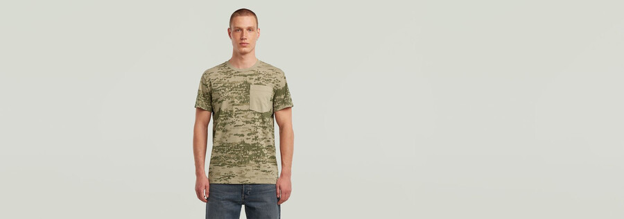 t-shirt à poche camouflage